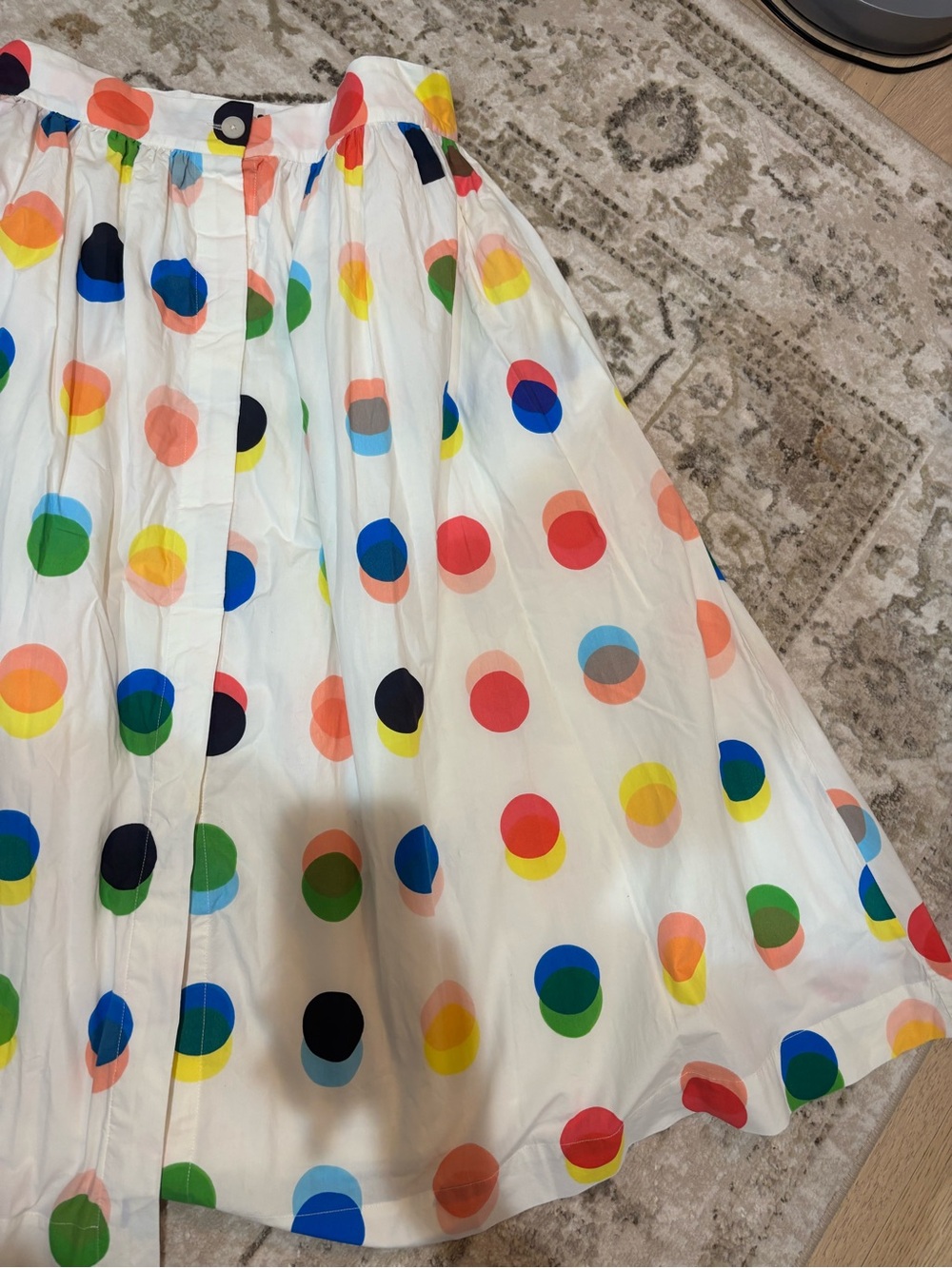 Mii NWOT White Polka Dot Midi Skirt in Multicolor - Picture 3 of 6